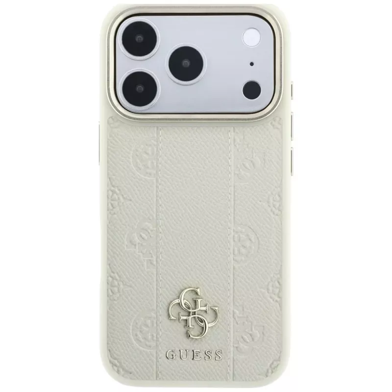 Guess Stripe Peony 4G Logo funda MagSafe para Apple iPhone 18 Pro / 17 Pro - beige