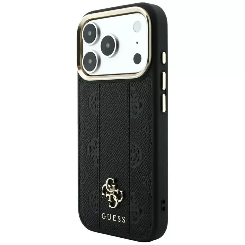 Guess Stripe Peony 4G Logo funda MagSafe para Apple iPhone 18 Pro / 17 Pro - negro