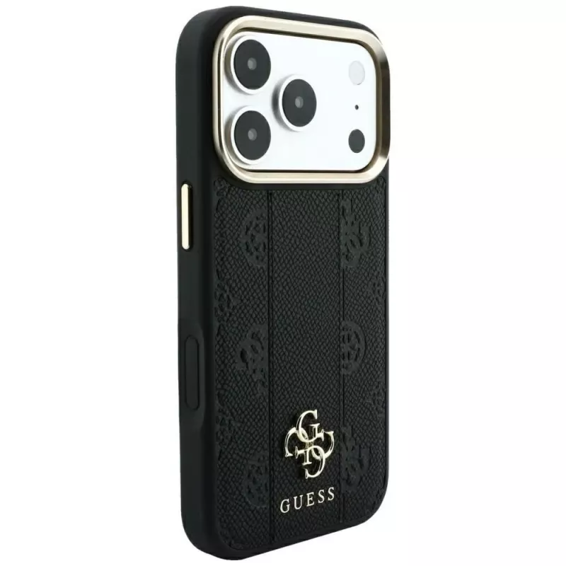 Guess Stripe Peony 4G Logo funda MagSafe para Apple iPhone 18 Pro / 17 Pro - negro