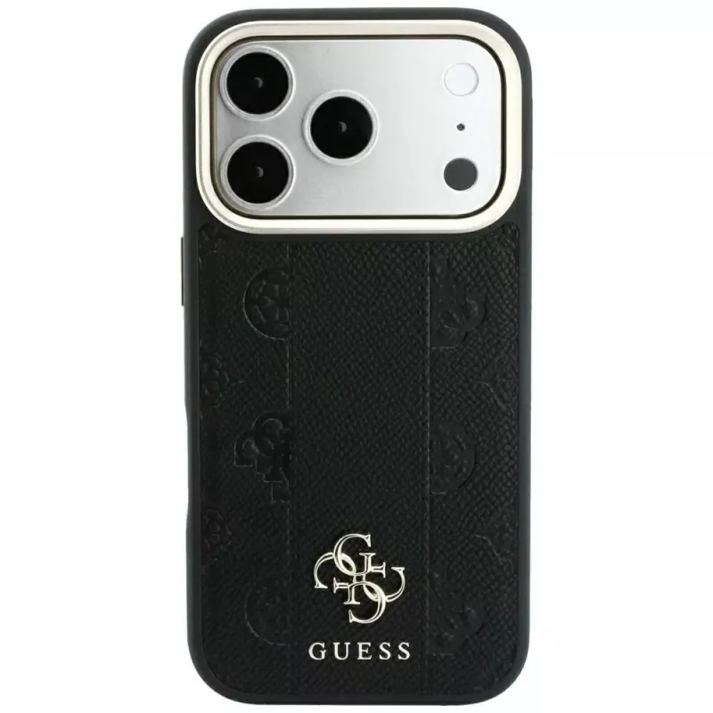 Guess Stripe Peony 4G Logo funda MagSafe para iPhone 18 Pro Max / 17 Pro Max - negro