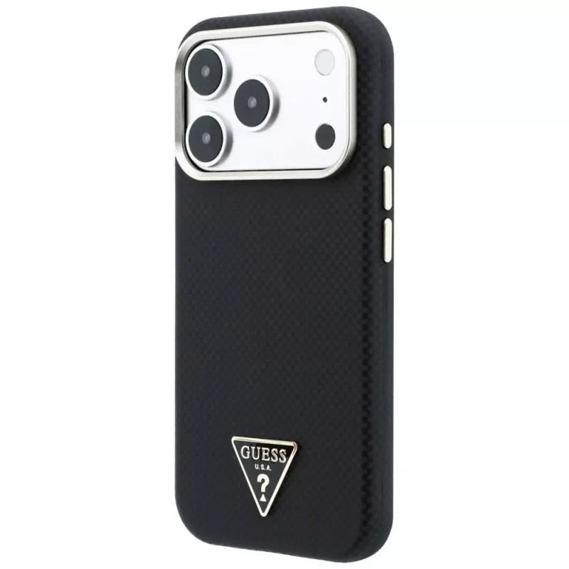 Guess Kevlar Triangle Logo funda MagSafe para iPhone 17 Pro / 18 Pro - negro