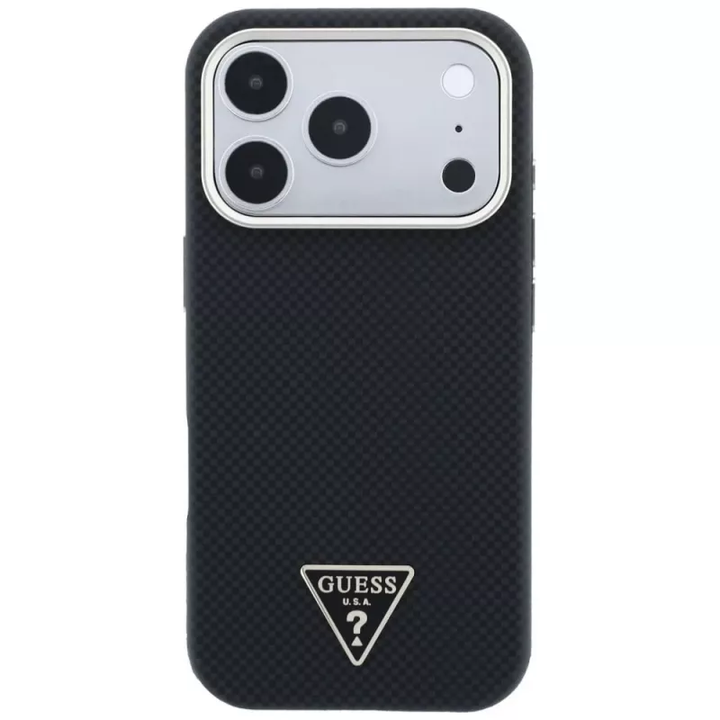 Guess Kevlar Triangle Logo funda MagSafe para iPhone 17 Pro / 18 Pro - negro