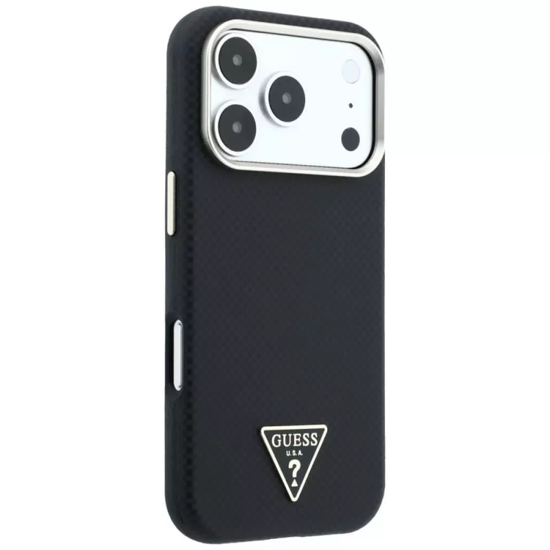 Guess Kevlar Triangle Logo funda MagSafe para iPhone 17 Pro / 18 Pro - negro