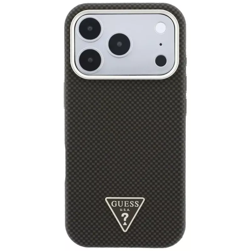GUESS Kevlar Triangle Logo funda MagSafe para iPhone 17 Pro / 18 Pro - marrón