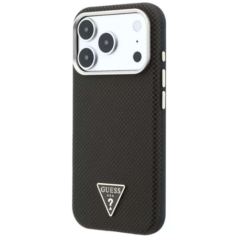 GUESS Kevlar Triangle Logo funda MagSafe para iPhone 17 Pro Max / 18 Pro Max - marrón