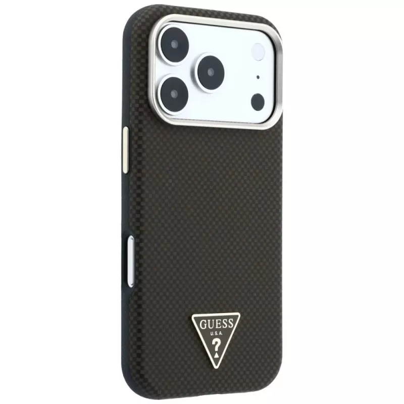 GUESS Kevlar Triangle Logo funda MagSafe para iPhone 17 Pro Max / 18 Pro Max - marrón