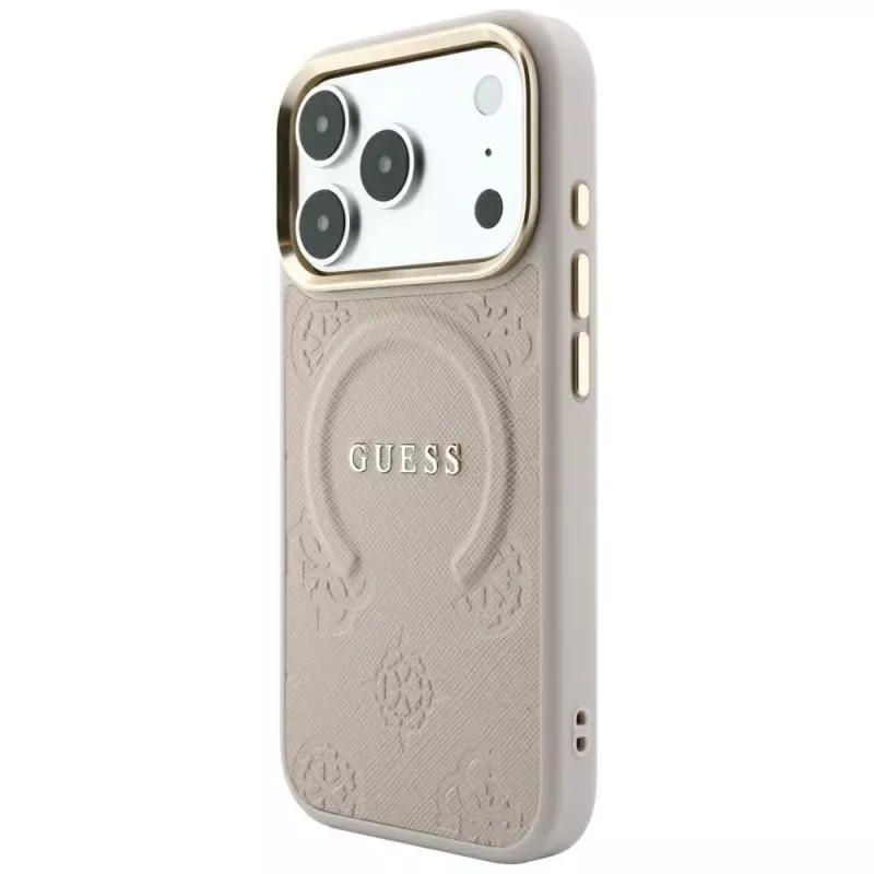 Guess Saffiano Peony & Ring funda MagSafe para iPhone 18 Pro / 17 Pro - rosa