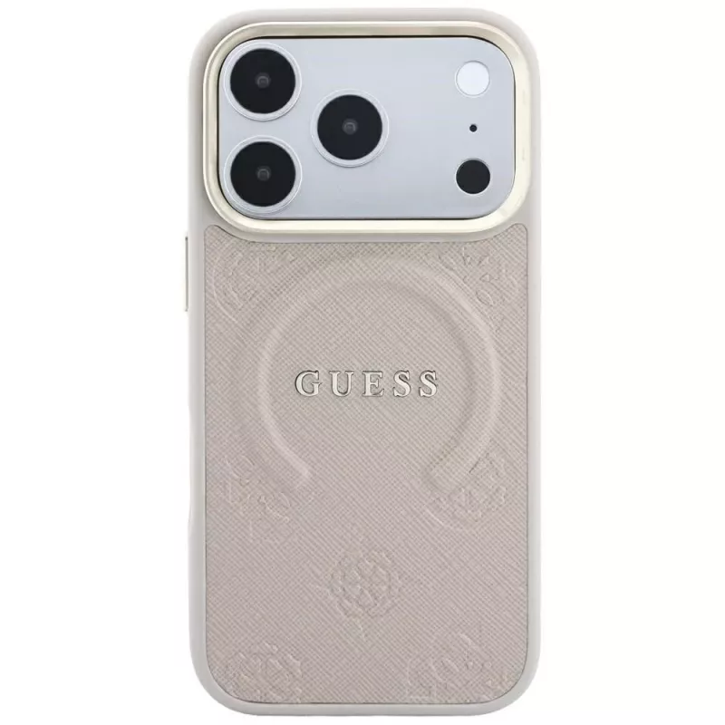 Guess Saffiano Peony & Ring funda MagSafe para iPhone 18 Pro / 17 Pro - rosa