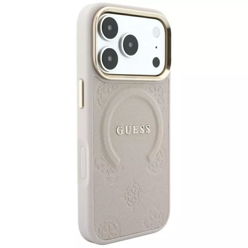 Guess Saffiano Peony & Ring funda MagSafe para iPhone 18 Pro / 17 Pro - rosa