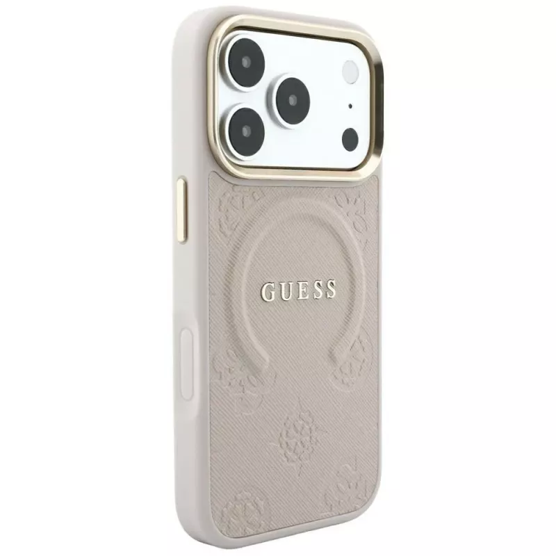 GUESS Saffiano Peony & Ring funda MagSafe para iPhone 18 Pro Max / 17 Pro Max - rosa