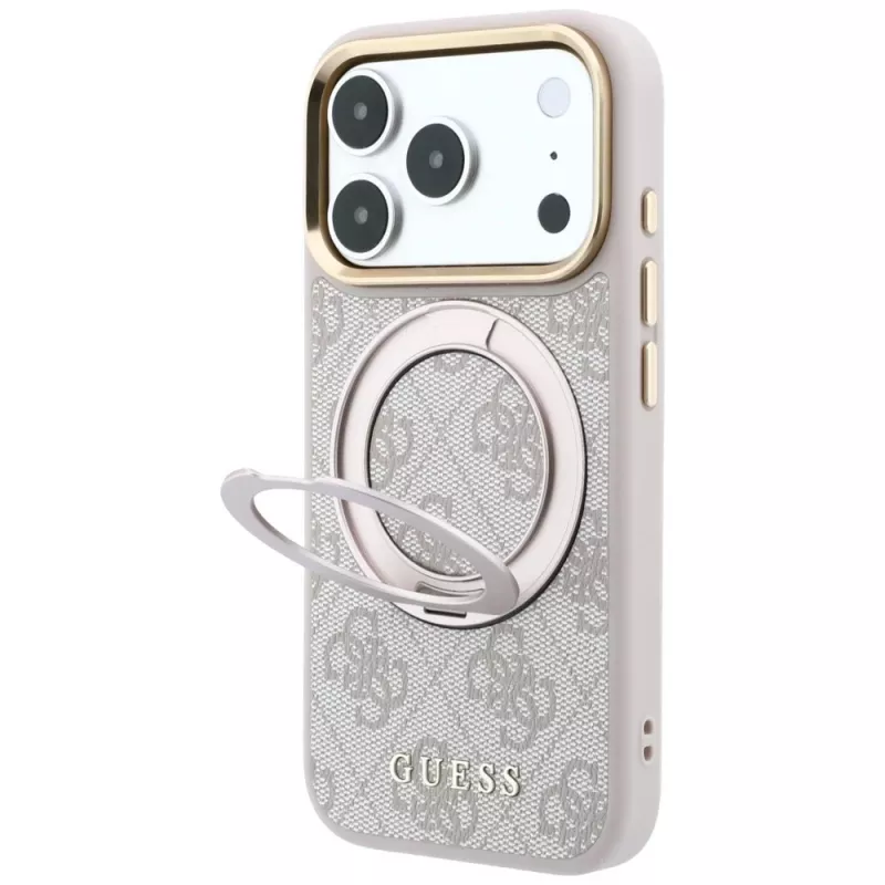 Guess Ring Stand 360 4G Classic Logo Funda MagSafe para iPhone 18 Pro Max / 17 Pro Max - Rosa