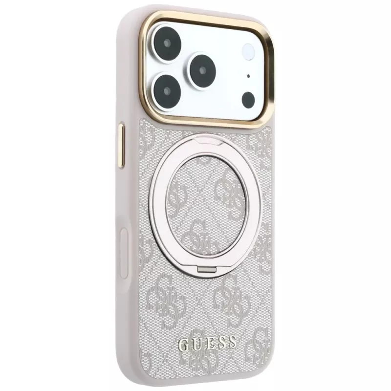 Guess Ring Stand 360 4G Classic Logo Funda MagSafe para iPhone 18 Pro Max / 17 Pro Max - Rosa