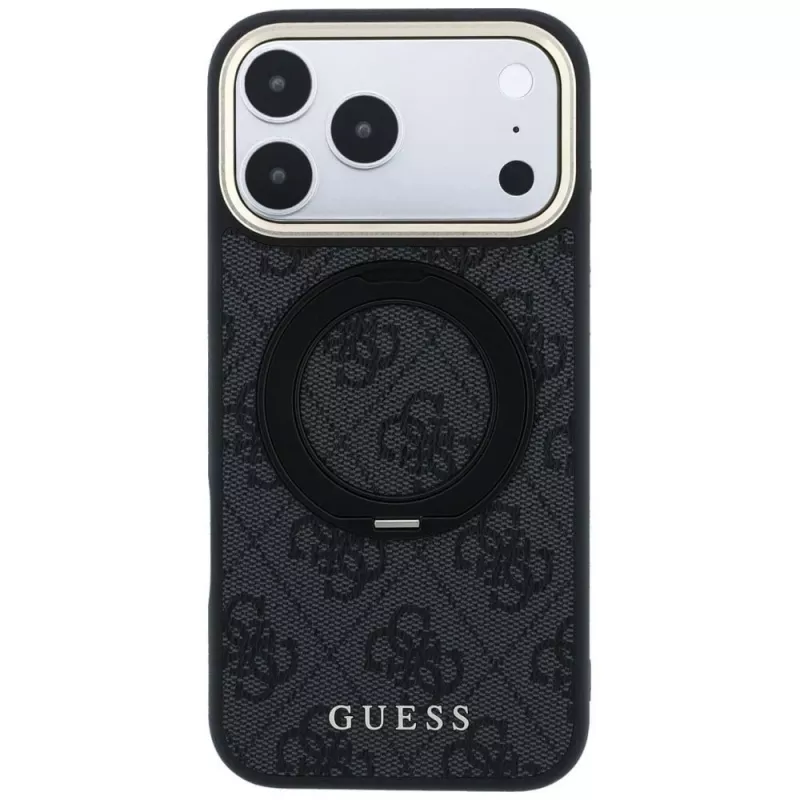 Guess Ring Stand 360 4G Classic Logo Funda MagSafe para iPhone 18 Pro / 17 Pro, Negro
