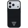 Guess Grained Triangle Logo Funda MagSafe para iPhone 17 Pro / 18 Pro - Negro
