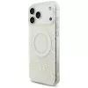 GUESS IML Flowers Allover Electroplated Funda con pulsera de perlas MagSafe para iPhone 18 Pro Max / 17 Pro Max Blanco