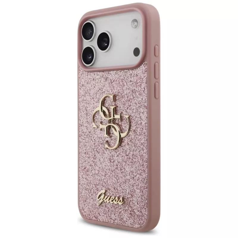 GUESS Fixed Glitter Big 4G Funda para iPhone 18 Pro Max / 17 Pro Max - Rosa