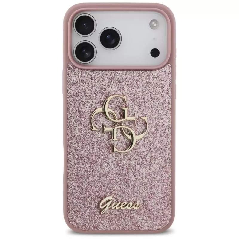 GUESS Fixed Glitter Big 4G Funda para iPhone 18 Pro Max / 17 Pro Max - Rosa