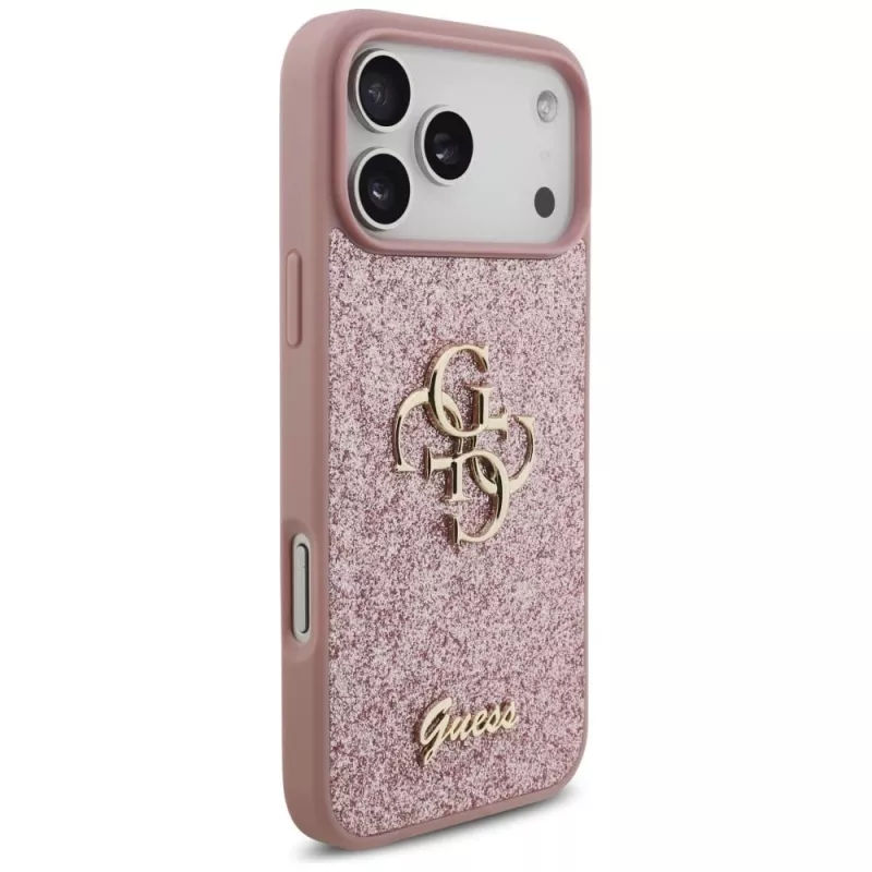 GUESS Fixed Glitter Big 4G Funda para iPhone 18 Pro Max / 17 Pro Max - Rosa
