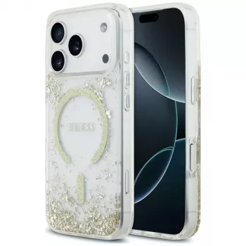 Guess Resin Bottom Glitter Funda MagSafe para iPhone 18 Pro / 17 Pro, Oro
