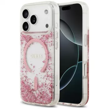 Guess Resin Bottom Glitter Funda MagSafe para Apple iPhone 18 Pro / 17 Pro, Rosa