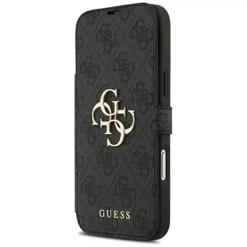 Guess Book 4G Metal Logo Funda para iPhone 18 Pro Max / 17 Pro Max, Negro