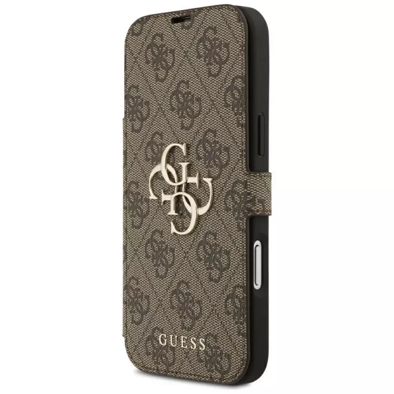 Guess Book 4G Metal Logo Funda tipo libro para iPhone 18 Pro Max / 17 Pro Max - Marrón