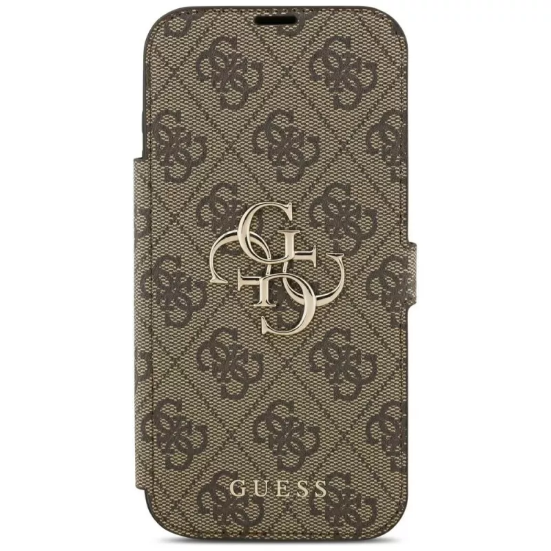 Guess Book 4G Metal Logo Funda tipo libro para iPhone 18 Pro Max / 17 Pro Max - Marrón