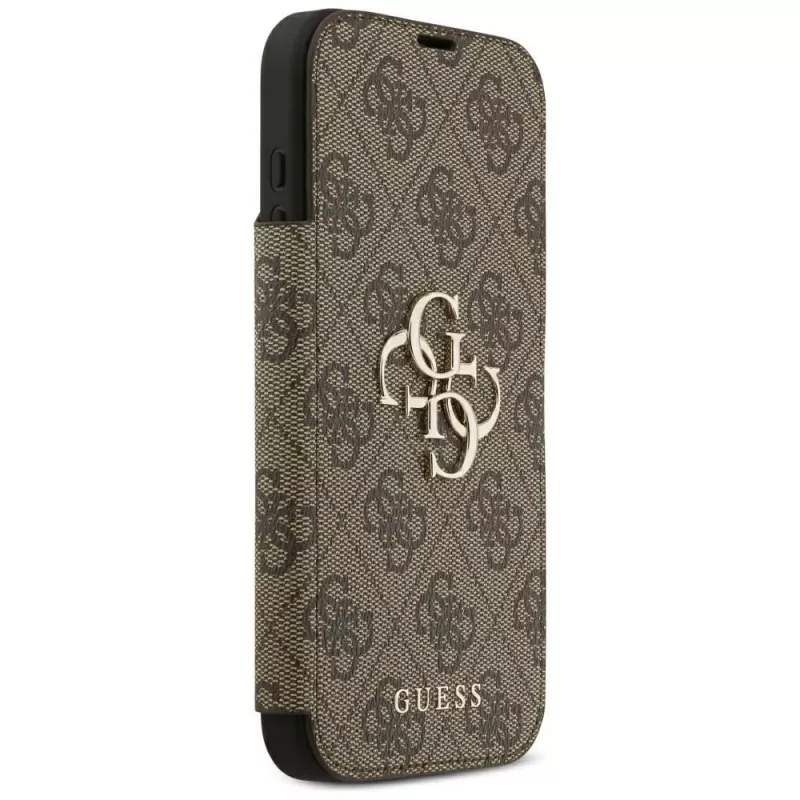 Guess Book 4G Metal Logo Funda tipo libro para iPhone 18 Pro Max / 17 Pro Max - Marrón