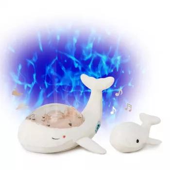 Cloud B Tranquil Whale Set de ayuda para dormir con proyector y sonajero - Blanco