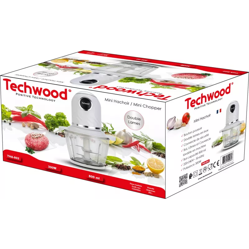 Techwood THA-802 minipicadora de cocina, 800 ml, 300W (THA-802)
