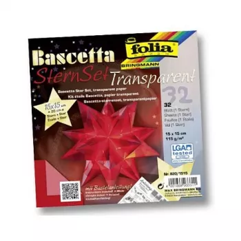 Folia Bascetta Star Set de papel origami, 32 hojas, 15 x 15 cm, varios colores, 80 g/m², mate