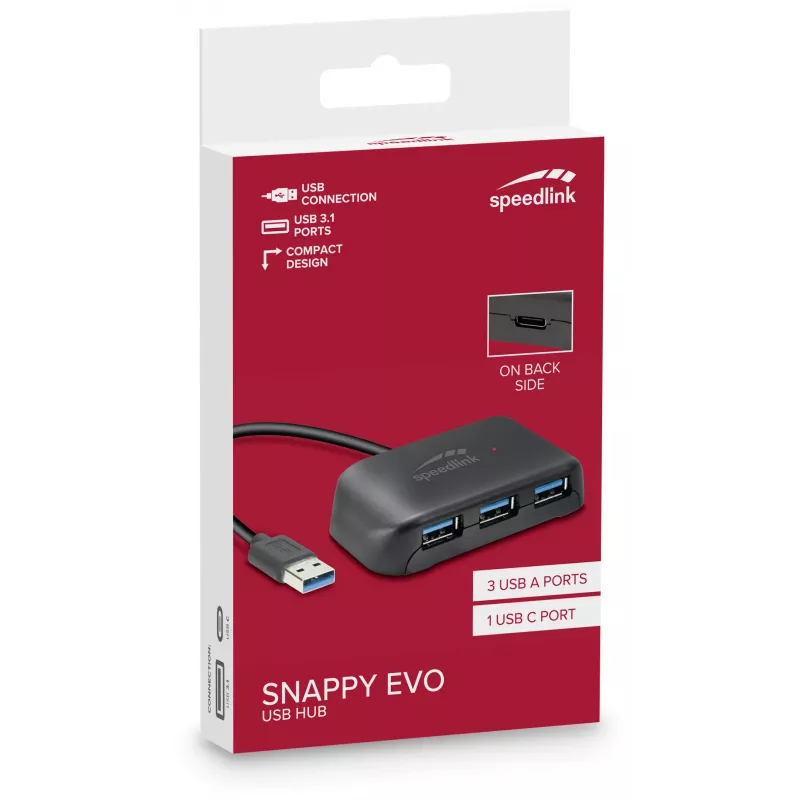 Speedlink Snappy Evo hub USB 3.1 de 4 puertos (SL-140109-BK)
