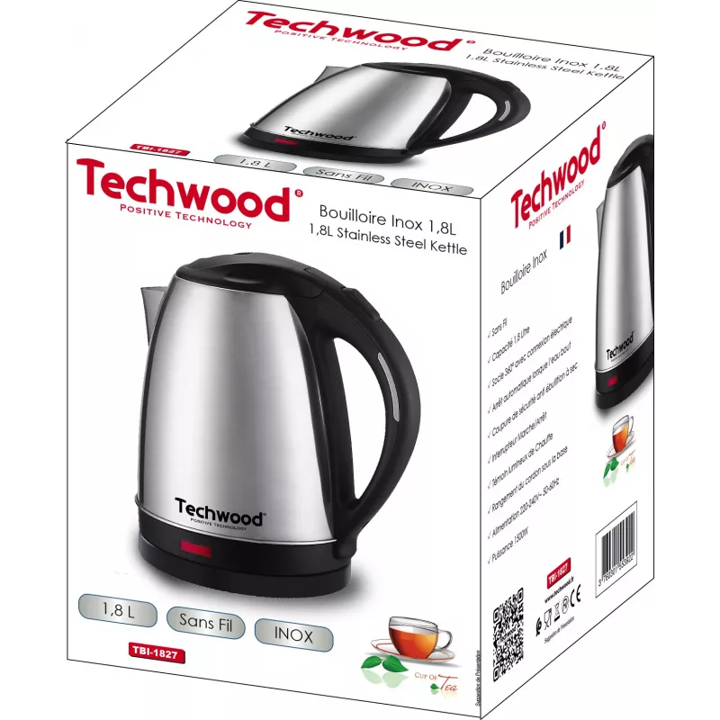 Techwood TBI-1827 hervidor de agua inalámbrico de acero inoxidable, 1,8 L (TBI-1827)