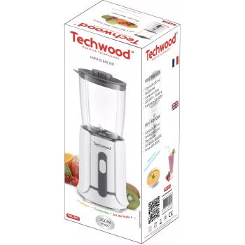 Techwood TBL-201 Batidora de mesa 1,5L, 300W, cuchillas de acero inoxidable, trituración de hielo, Blanco