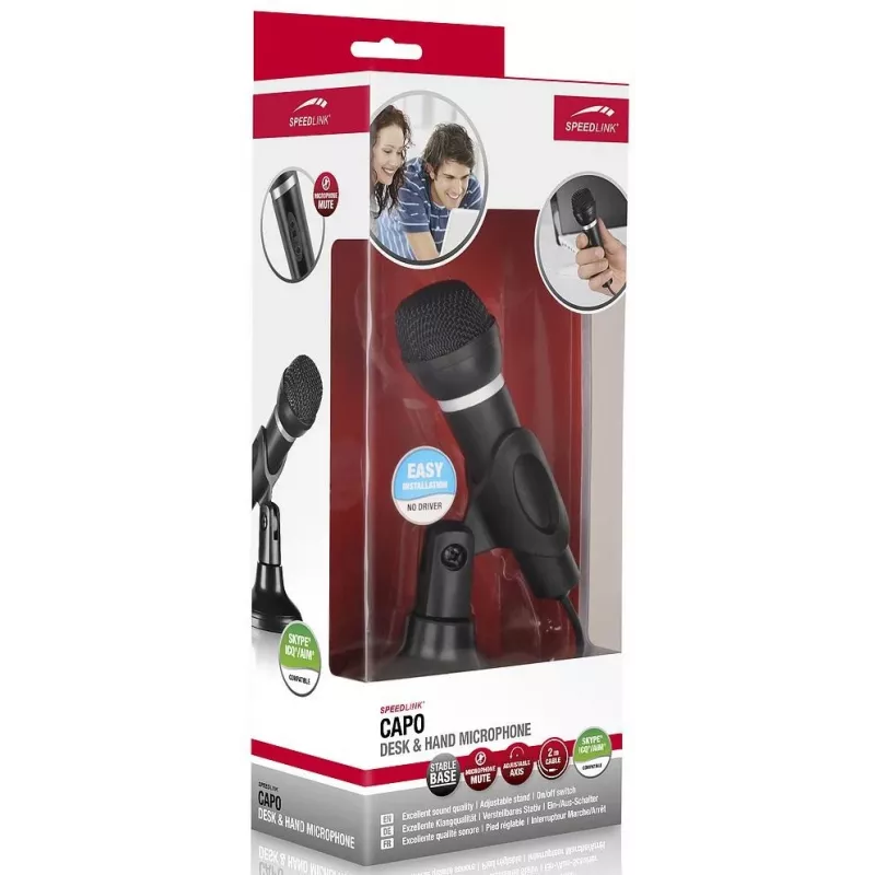Speedlink Capo Desk & Hand micrófono para ordenador, negro (SL-8703-BK)
