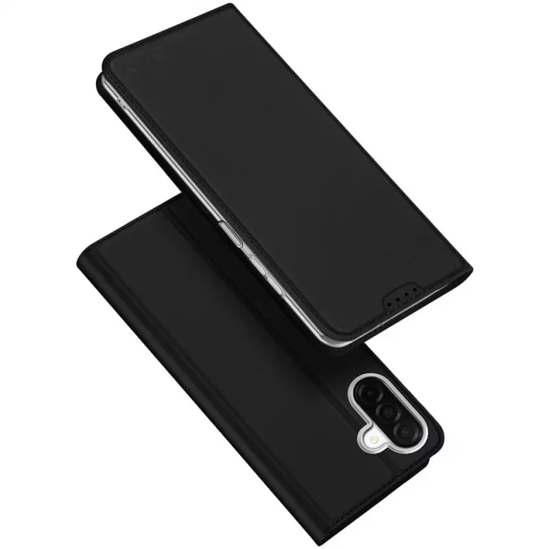 Nevox Vario Series Funda con tapa para Samsung Galaxy A27 5G – Funda cartera de piel PU negra con compartimentos para tarjetas, portamonedas y función de soporte
