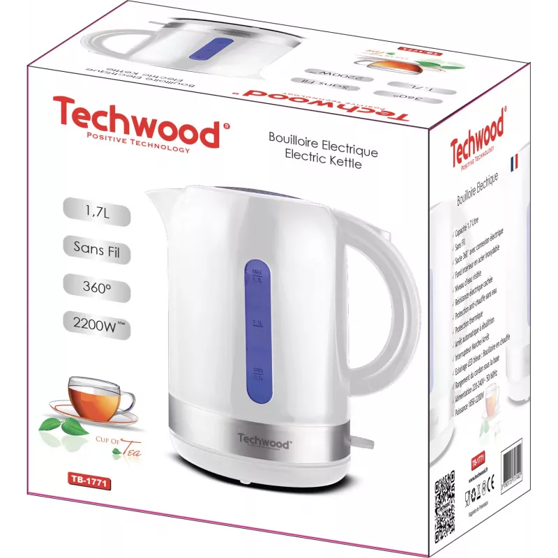 Techwood hervidor de agua 1,7L, blanco (TB-1771)