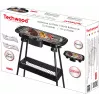 Techwood TBQ-836P Grill eléctrico con soporte, 2000W, parrilla cromada de 36,5 cm, Negro