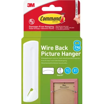 3M Command colgador de cuadros para marcos con alambre, 1 gancho + 2 tiras, blanco (7100337033)
