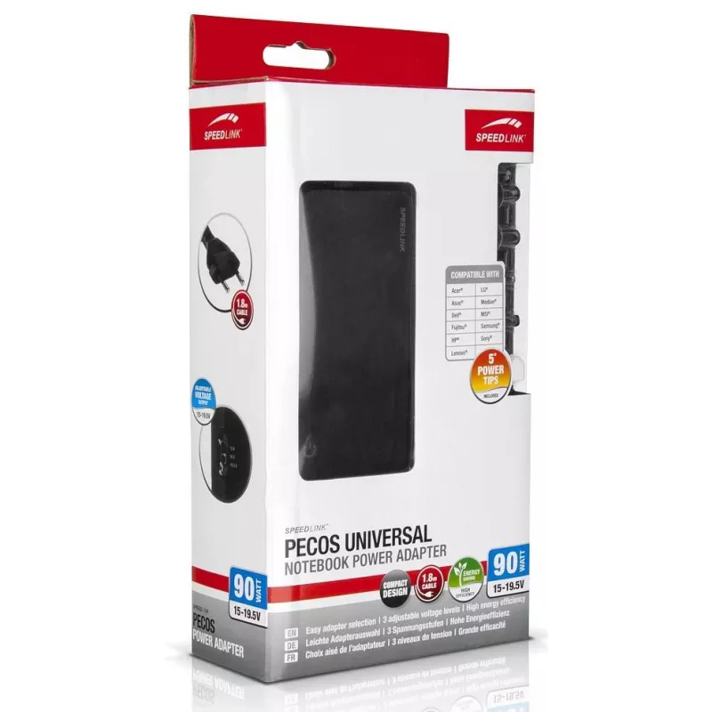 Speedlink Pecos adaptador de corriente universal para portátil 90 W (SL-6955-BK)