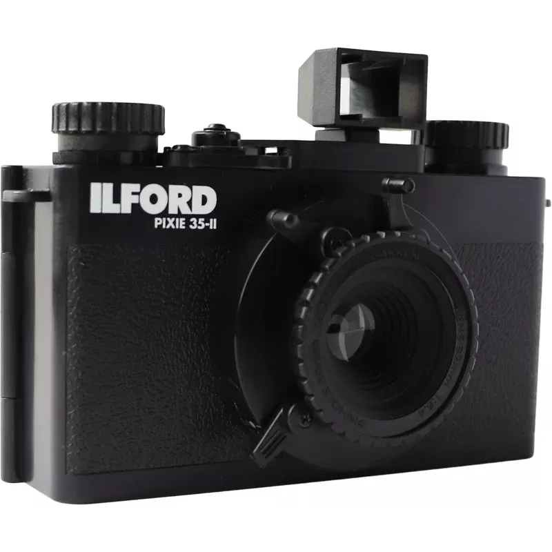 ILFORD PIXIE cámara de película 35 mm point & shoot - plateado/negro, flash incorporado, autofoco
