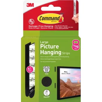 3M Command tiras adhesivas, grandes, 4 uds., negras (7100337186)