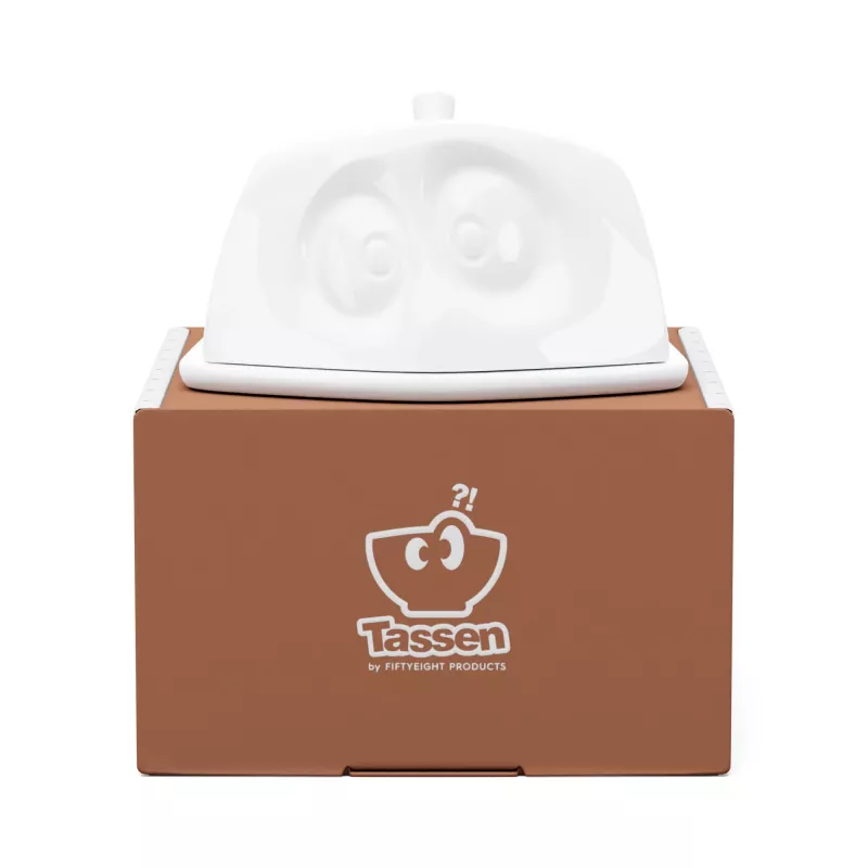 Mantequera FIFTYEIGHT Versteckt blanco – mantequera de porcelana con cara oculta