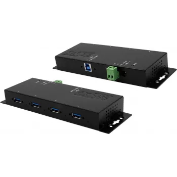 EXSYS EX-1184HMVS-2 hub USB 3.2 Gen 1 de 4 puertos de aluminio con fuente de alimentación