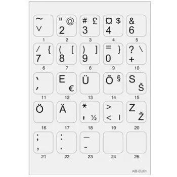 Minipicto pegatinas para teclado, grises/negras (KB-EU-01GRY)