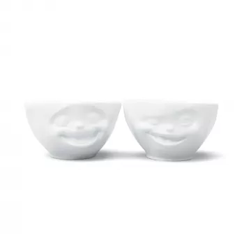 FIFTYEIGHT PRODUCTS Set de cuencos 200ml - Sonriente y Guiñando, Blanco (2 piezas)