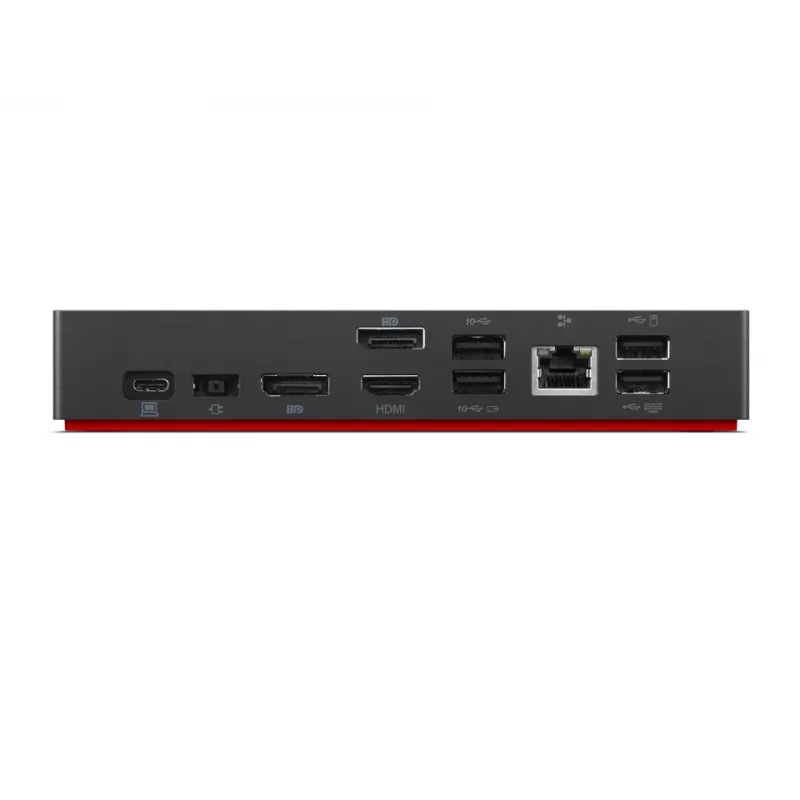 Lenovo ThinkPad Universal USB-C Dock 40AY0090EU - Compatibilidad con 3x pantallas 4K, 100W Power Delivery, 10 puertos, Negro