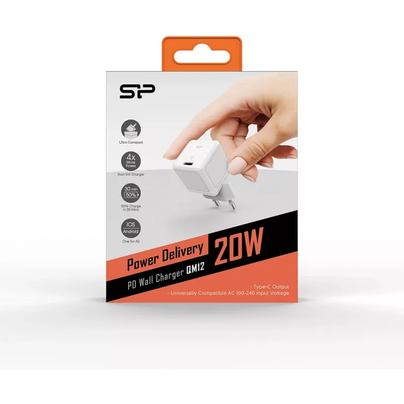 Silicon Power Boost Charger QM12 20W cargador USB-C PD, blanco (SP20WASYQM121PCW)