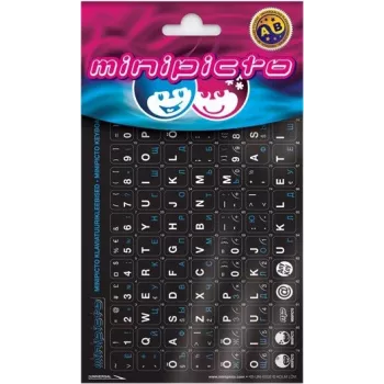 Kolm Lõvi Minipicto estonio/ruso, pegatinas para teclado negras/blancas/azules (KB-UNI-EE02-BLK-BLUE)