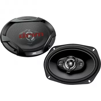 JVC CS-DR6942 6x9 pulgadas Altavoz coaxial de 4 vías para coche, 500W de potencia máxima, woofer de carbono-mica, tweeter de cúpula PEI, par